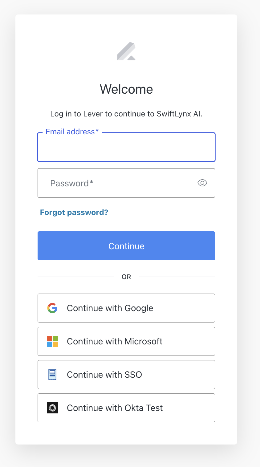 Lever login page to select account